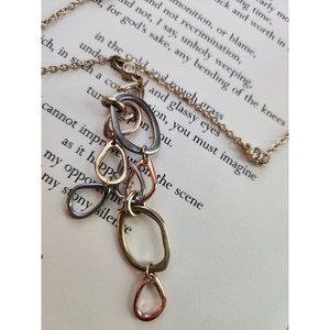 Ann Taylor LOFT Tri Color Dangle Drop Links Necklace